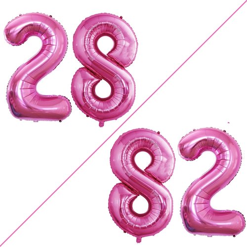 GOER Jumbo 42-Inch Hot Pink Number 28 Balloons - Perfect for 28th Birthday Party Decorations