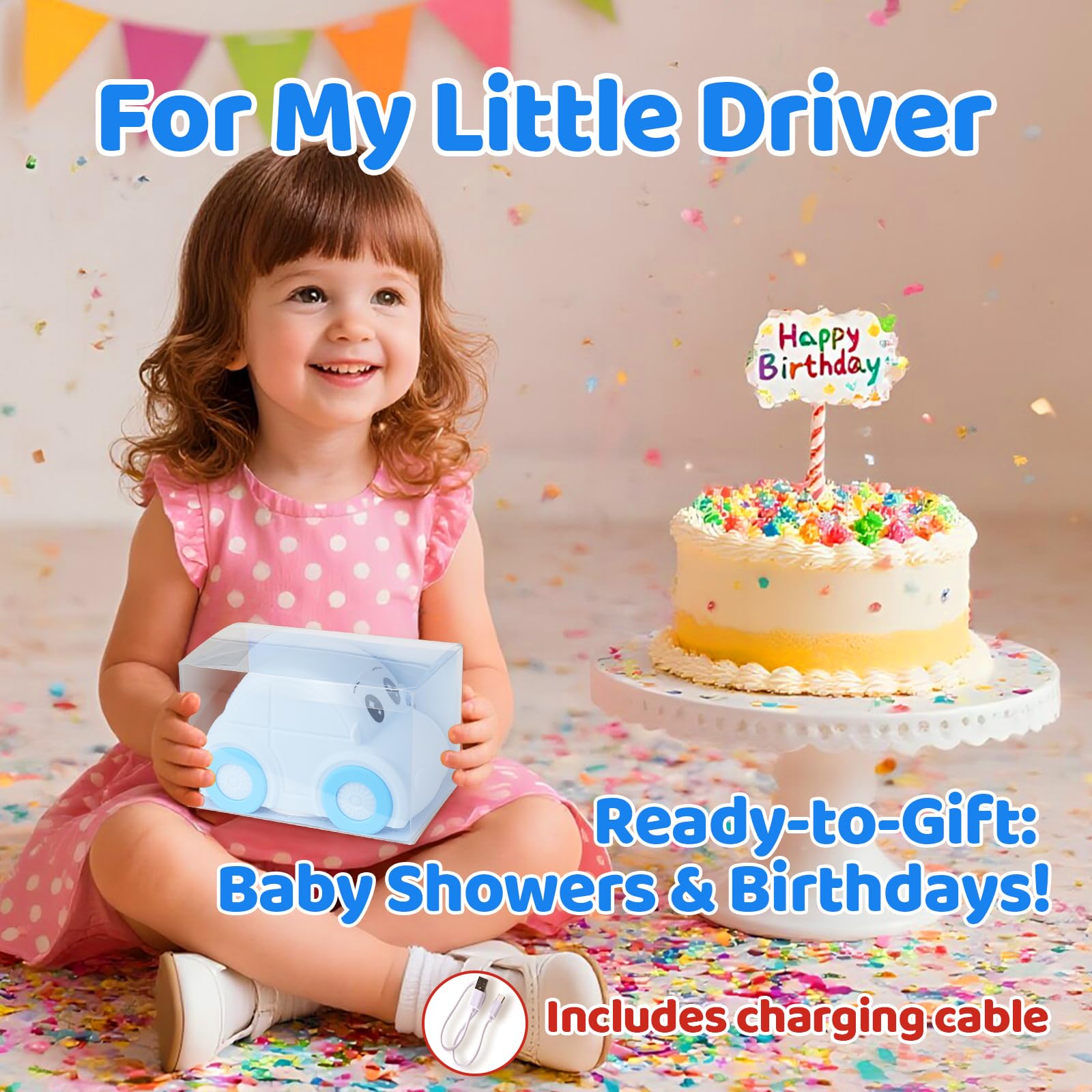 GAGBC Car Night Light for Kids, Tap Control, Color Change, 15/30/60 Min Timer, Dimmble, USB-C Rechargeable Squishy Night Light, Cute Night Lamp for Boys, Girls (car)
