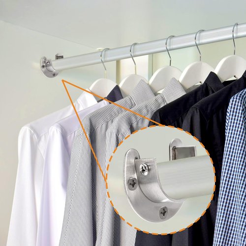 Coloch 16 Pack Stainless Steel Closet Pole Sockets, 1-1/4 Inch Closet Rod Support U-Shaped Curtain Rod Holders Flange Set Rods Holder with Screws