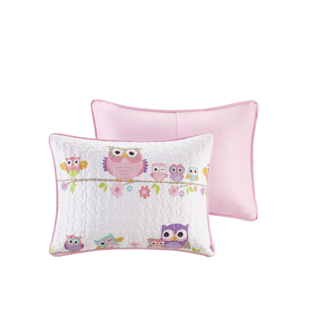 Comfort Spaces Quilt Set Novelty Design All Season Lightweight Coverlet Bedding Bedspread Kids, Teens Girls Bedroom Decor, Howdy Hoots Owl Pink, Full/Queen, 3 Piece
