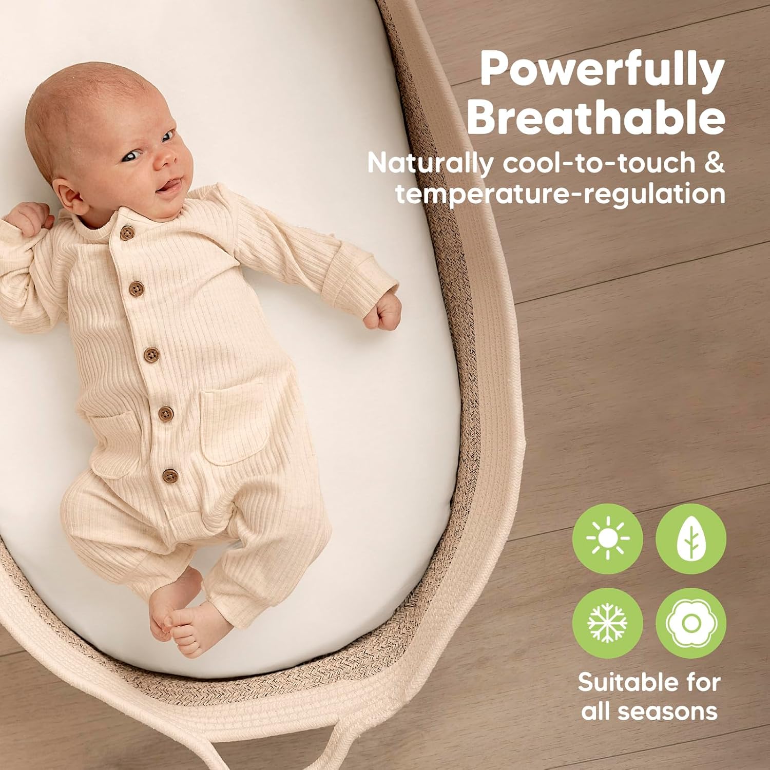 Skiennix Baby Bassinet Sheets - Soft Viscose Bamboo Fitted Sheets | 33x17, 2-Pack, Compatible with Halo & Graco