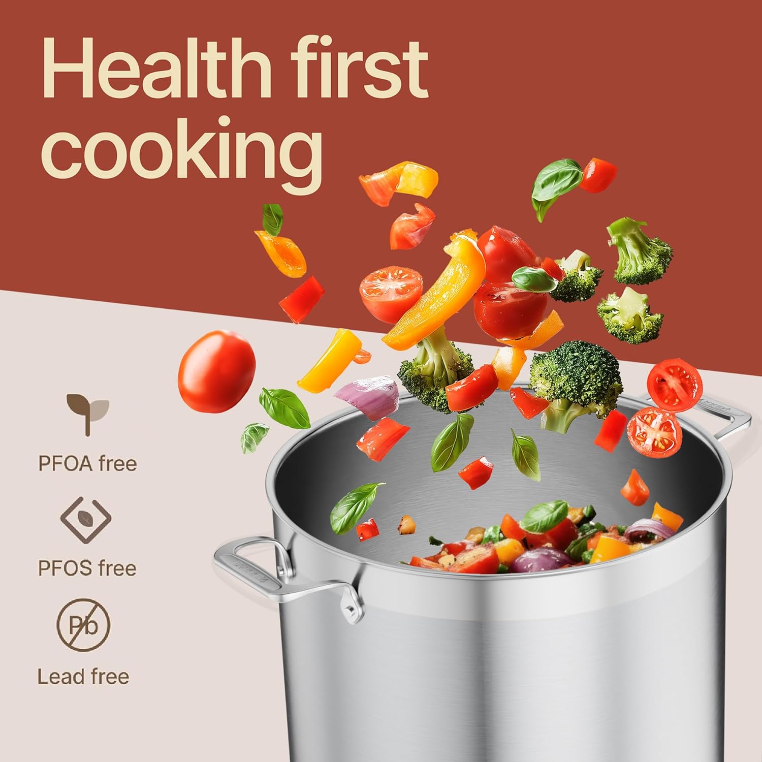 Stainless Steel Stockpot by [Brand Name] - 24 Quart Durable Design with Impact-Bonded Base & Riveted Handles