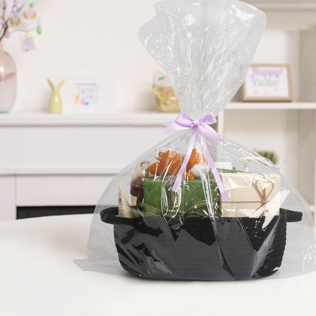 MEGASKET Black Woven Basket - Soft Cotton Rope Dog Toy Storage | 13” x 9” x 5” Decorative Organizer
