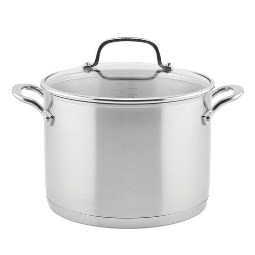 KitchenAid 71003 3-Ply Base Brushed Stainless Steel Stock Pot/Stockpot with Lid, 8 Quart