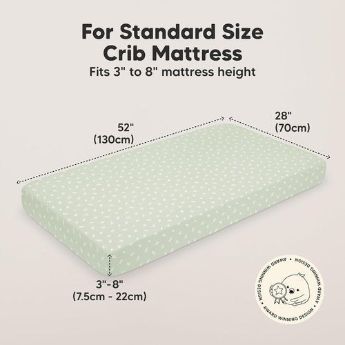 KeaBabies Organic Crib Sheets - 2-Pack Fitted Jersey Cotton for Baby Bed | Soft & Breathable 52x28 (Herb)