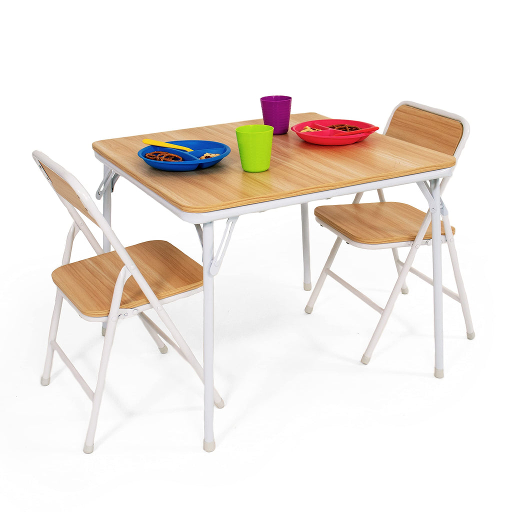 Humble Crew Kids Table and Chair Set, Toddler Activity Table with 2 Chairs for Play, Crafts, Snacks & Learning, Kids Furniture for Playroom & Bedroom, Folding, Natural/White