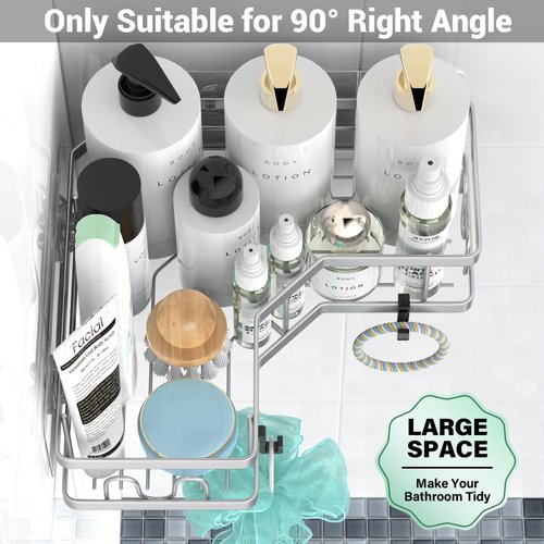 **AKTECKE Corner Shower Caddy - Adhesive Bathroom Organizer with No-Drill Installation | 3-Pack Stainless Steel**