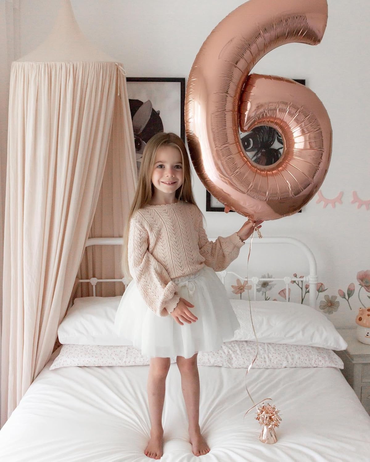 Rose Gold Number 6 Balloon - 40 Inch Birthday Decoration | Elegant Party Supplies