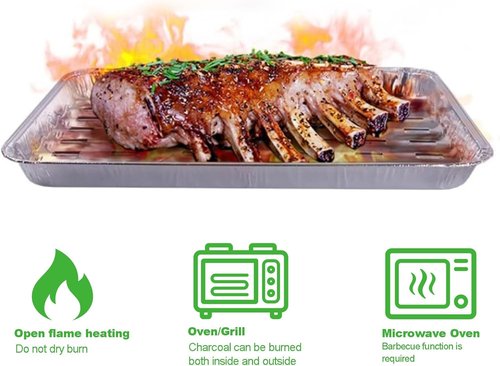 CYEAH Large Aluminum Foil Grill Topper Pans - 20 Pcs Non-Stick BBQ Grilling Trays, 16 x 12 in