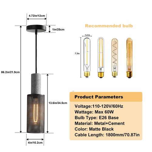 Lighten Chance 2-Pack 4" Black Pendant Light Fixtures, Adjustable Modern Hanging Lamp Shade for Kitchen Island, Industrial Metal Lampshade Ceiling Lighting for Dining Table Hallway Living Room