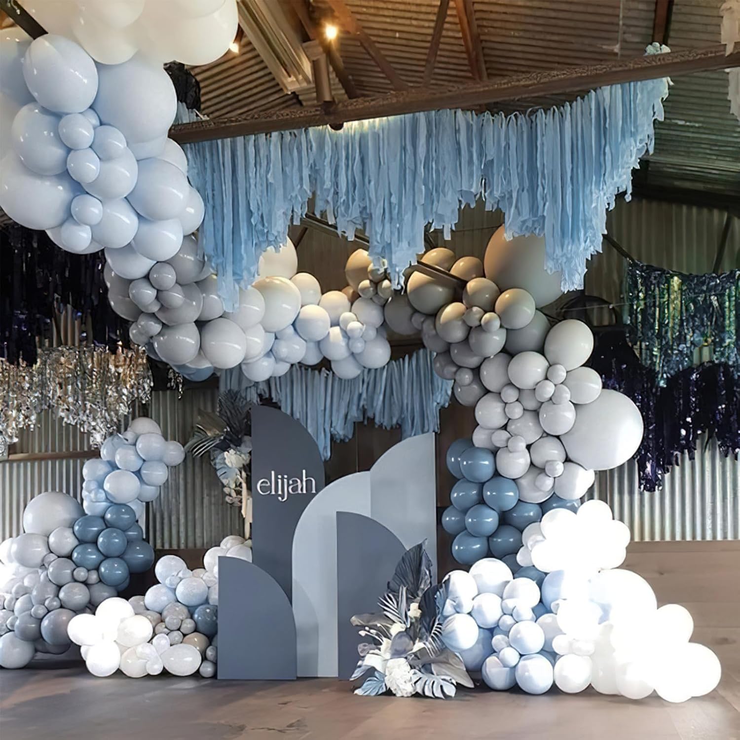 PartyWoo Dusty Blue Balloons - 140-Piece Boho Balloon Arch Kit for Baby Showers & Graduations | 5-12 Inch Sizes