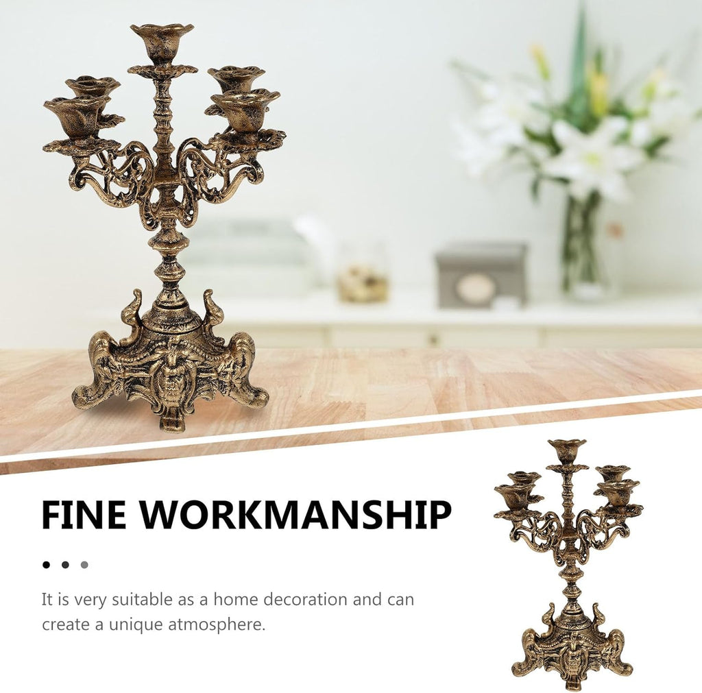 Regine Switzerland 5-Arms Metal Candle Holder - Elegant Centerpiece for Weddings & Holidays | 12 Inch