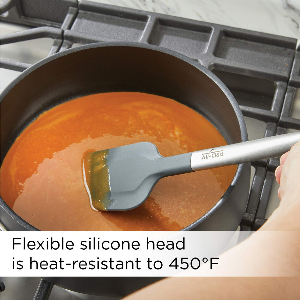 All-Clad Specialty Silicone Kitchen Gadgets 3 Piece Set, Spatulas Kitchen Tools, Kitchen Hacks Silver, Stainless Steel and Black