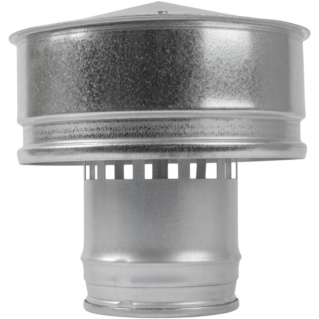 Vent Systems 4" Inch Round Roof Vent Cap – Galvanized Steel Chimney Rain Guard with Wind Shield – Heavy-Duty Weather-Resistant Protector Cap for Exhaust, Stove Pipe, Chimney - Outdoor Use