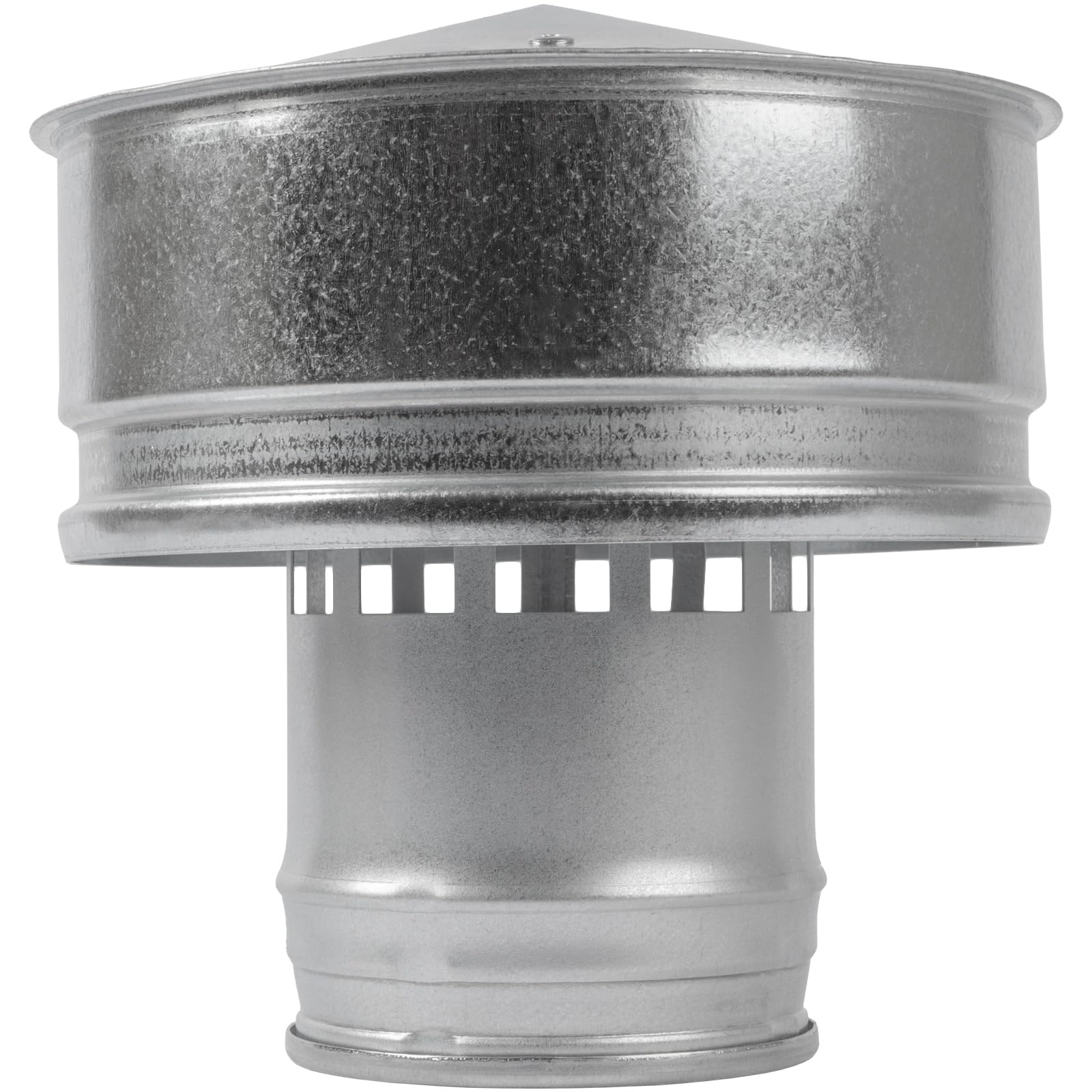 Vent Systems 4" Inch Round Roof Vent Cap – Galvanized Steel Chimney Rain Guard with Wind Shield – Heavy-Duty Weather-Resistant Protector Cap for Exhaust, Stove Pipe, Chimney - Outdoor Use