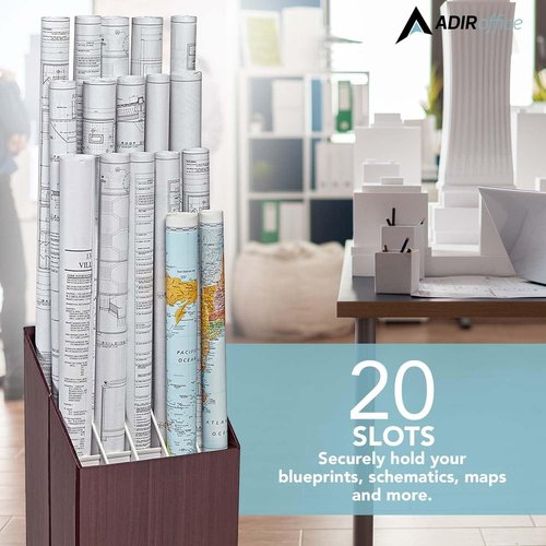 Adir Corp. Blueprint Storage Bin Organizer - Vertical File Box for Blueprints & Posters - Cardboard Holder