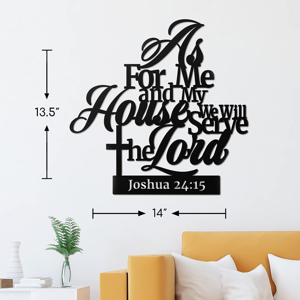 Vivegate Metal Bible Verse Wall Sign - "As For Me And My House" Christian Decor | Black 02