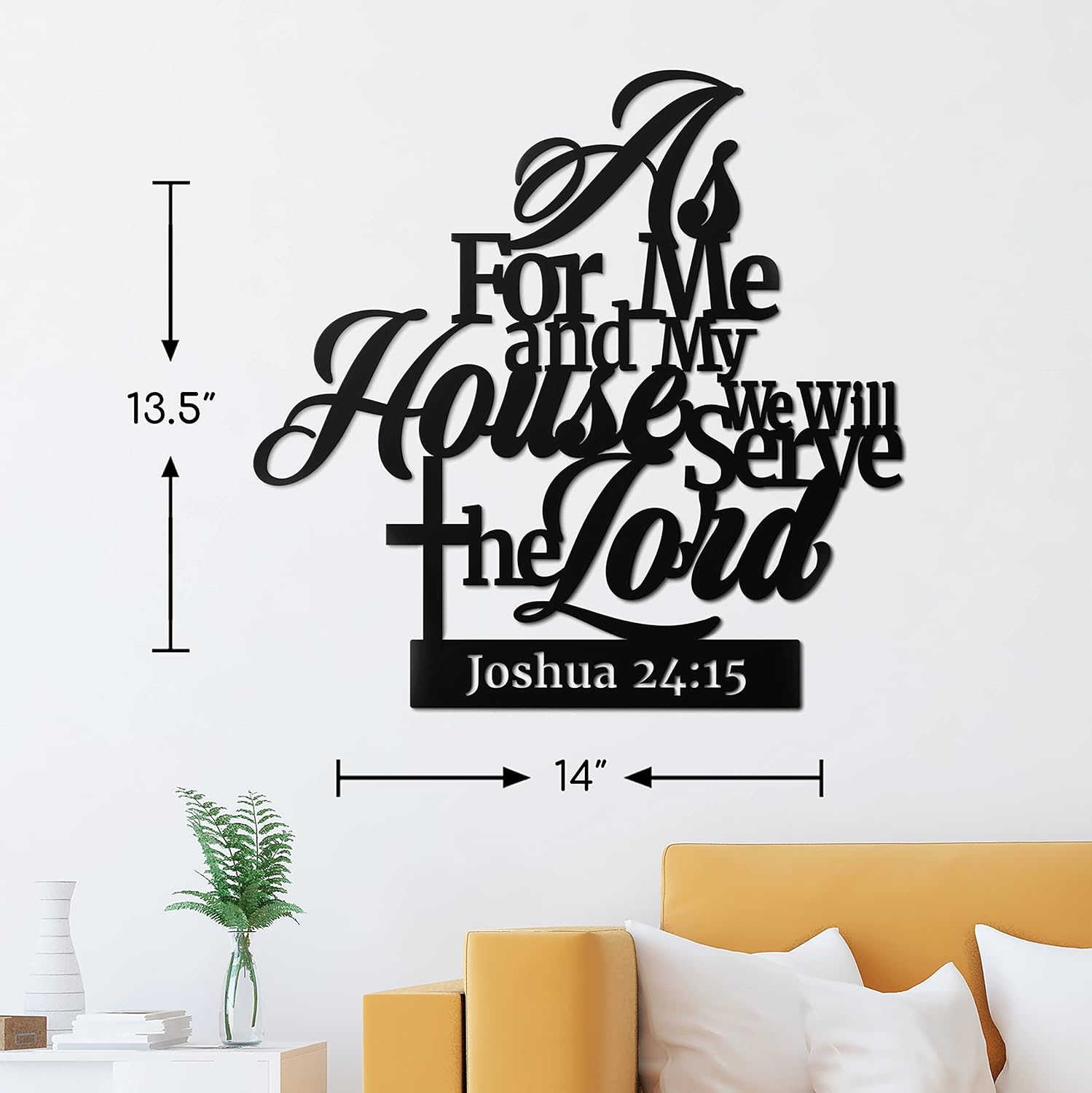 Vivegate Metal Bible Verse Wall Sign - "As For Me And My House" Christian Decor | Black 02
