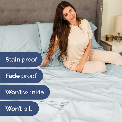 King Size 4 Piece Sheet Set - Ultra-Soft Cooling Bed Sheets | Hotel Luxury Bedding - Deep Pockets - Ice Blue