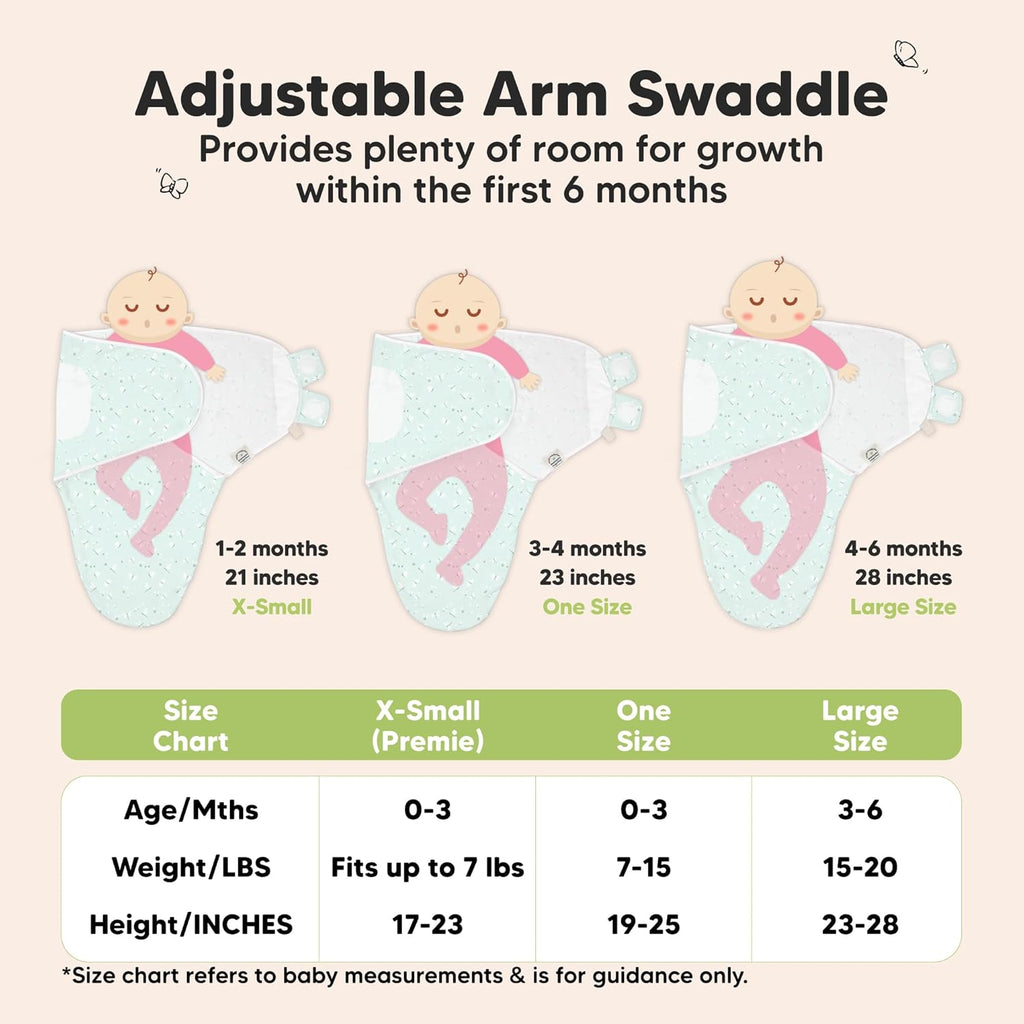 Skiennix Organic Baby Swaddle Sleep Sacks - Soft & Snug for Newborns 0-3 Months | 3-Pack (Garden, OS)