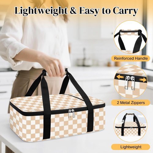 Coobiiya Insulated Casserole Carrier - Thermal Lunch Bag Keeps Food Hot or Cold | Fits 9" x 13" Baking Dish