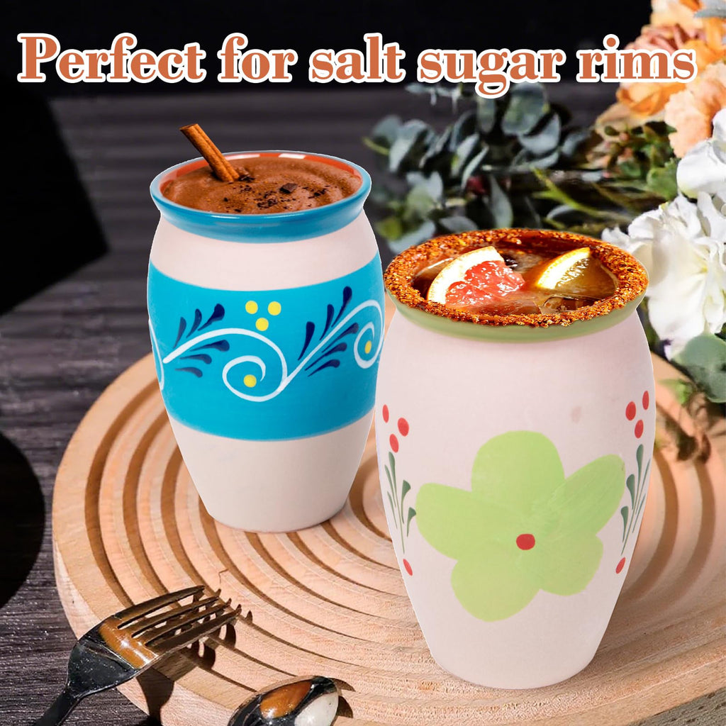 FirstGift 12-Pack Cantaritos de Barro Mexicanos – 12 oz Handmade Clay Cups for Margaritas, Taco Tuesday, Mexican Fiesta (Dishwasher & Microwave Safe)