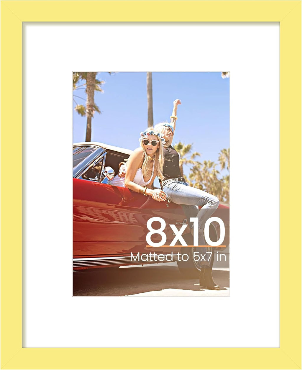 Upsimples 8x10 Picture Frame - Versatile Display for 5x7 Photos with Mat or 8x10 Without - Yellow, 1 Pack
