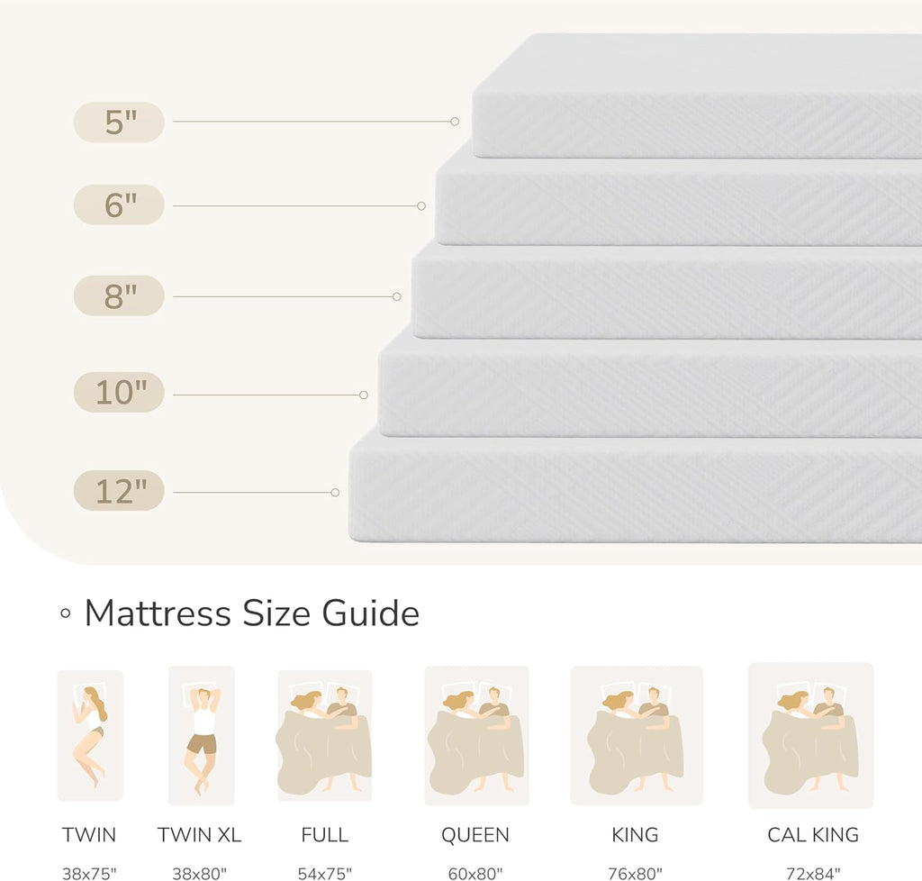 MLILY Twin Mattress - 6 Inch Memory Foam for Kids' Beds | Medium Firm Daybed & Bunk Size