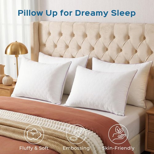 JOLLYVOGUE Pillows King Size Set of 2, Bed Pillow for Side, Back, and Stomach Sleepers, Down Alternative Filled Pillows, Luxury Hotel Quality and Machine Washable, 34" x 17", 2 Pack