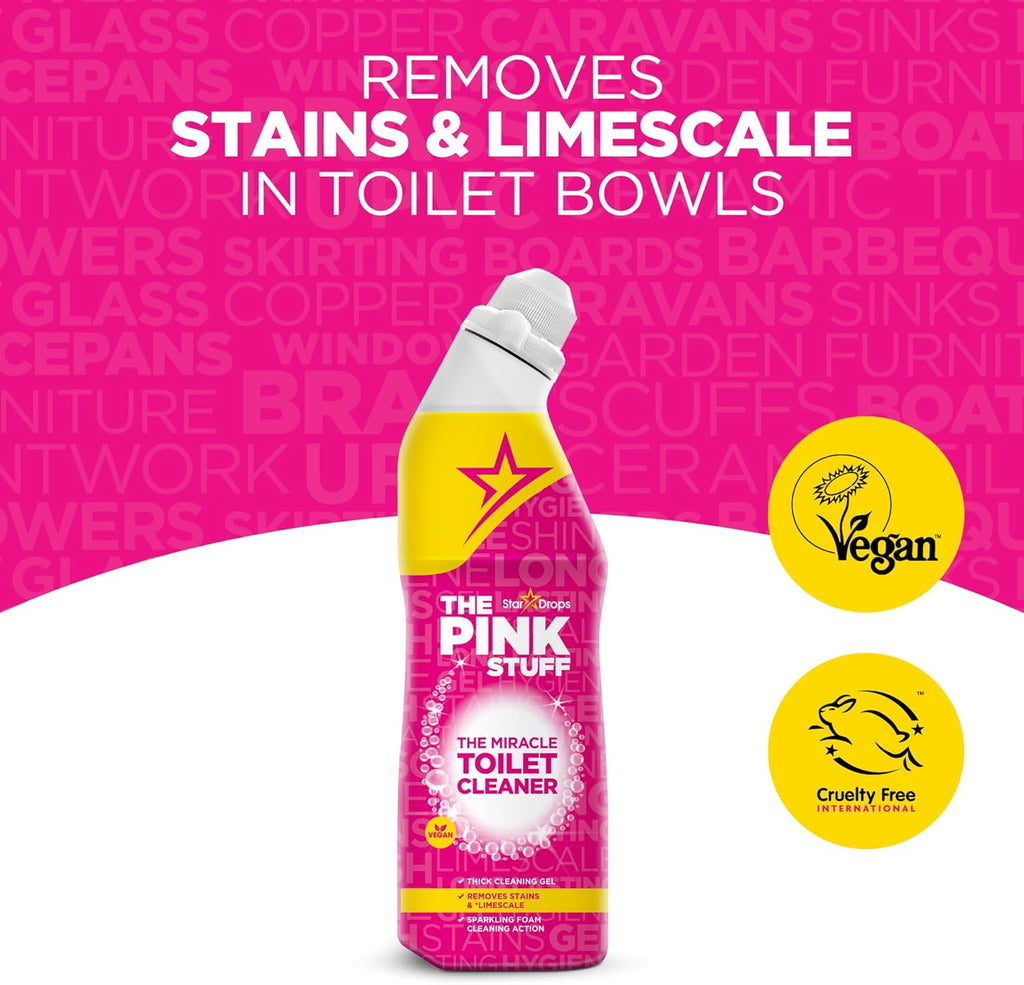 The Pink Stuff Miracle Toilet Cleaner - Powerful Stain-Removing Gel for Sparkling Clean Bowls | 750ml