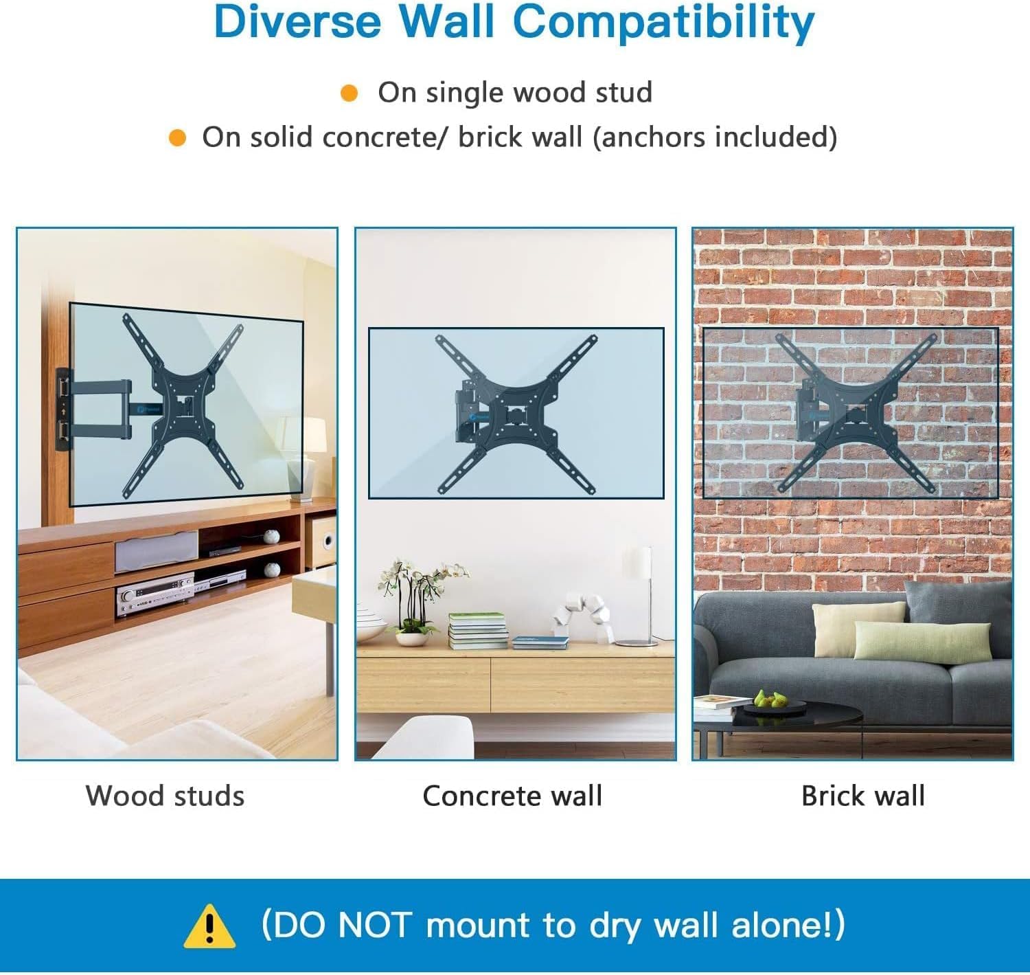 Pipishell Full Motion TV Wall Mount - Articulating Arms for 24-55 Inch LED LCD TVs | Max VESA 400x400mm, 66lbs Capacity