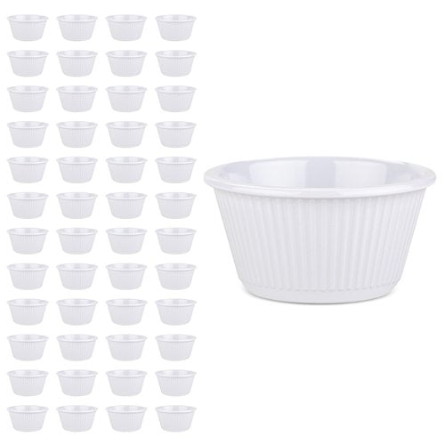 Carlisle FoodService Products Plastic Ramekins, Sauce Bowl For Catering, Kitchen, Restaurant, 2 Ounces, White, (Pack of 48)