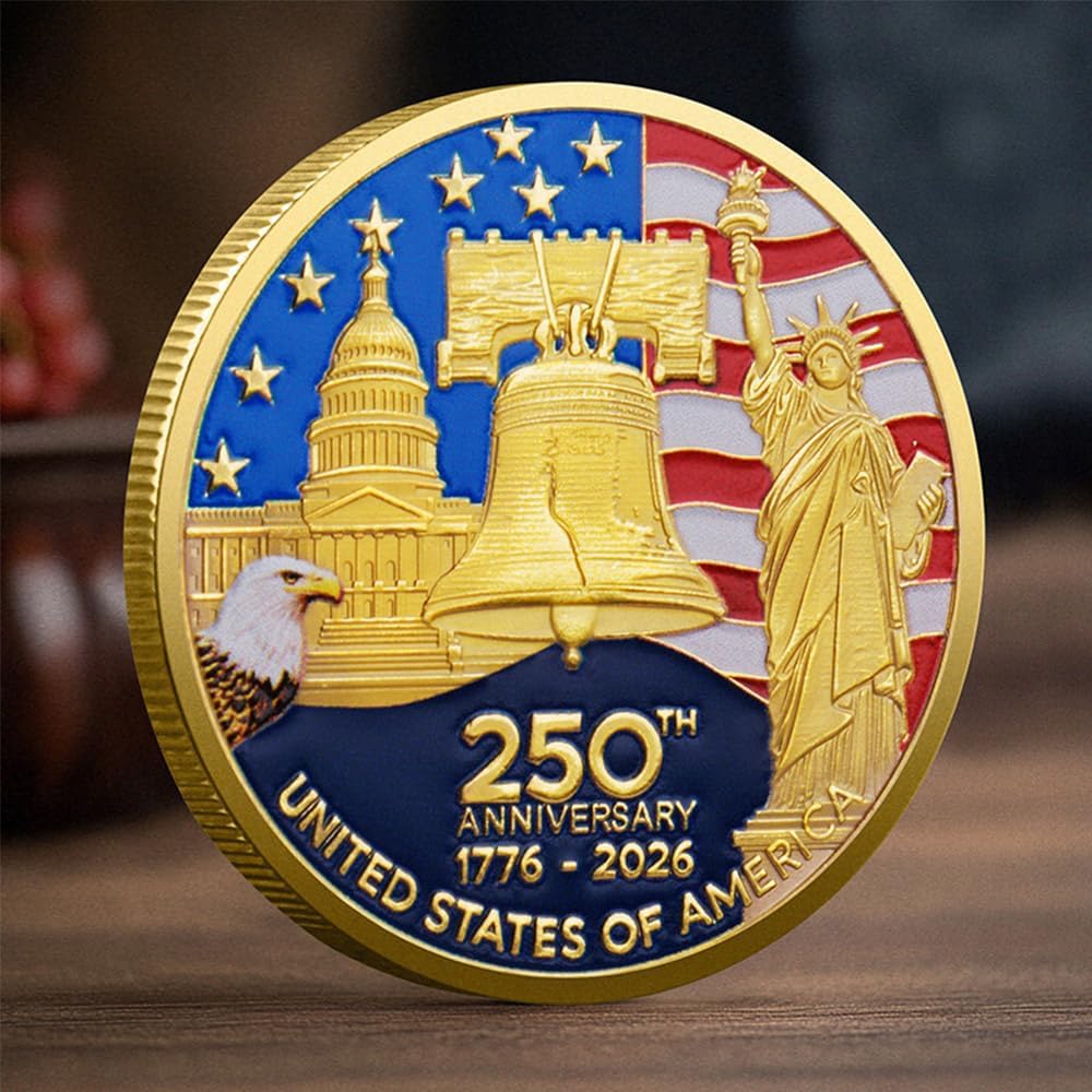 U.S. Army Commemorative Gold-Plated Challenge Coin - Double-Sided High Relief Military Collectible (1776-2026)