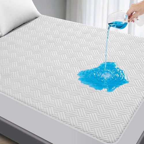 GOPOONY Waterproof Mattress Protector - Breathable, Noiseless, Ultra-Soft Queen Bed Cover | Deep Pockets 8"-21" (White)