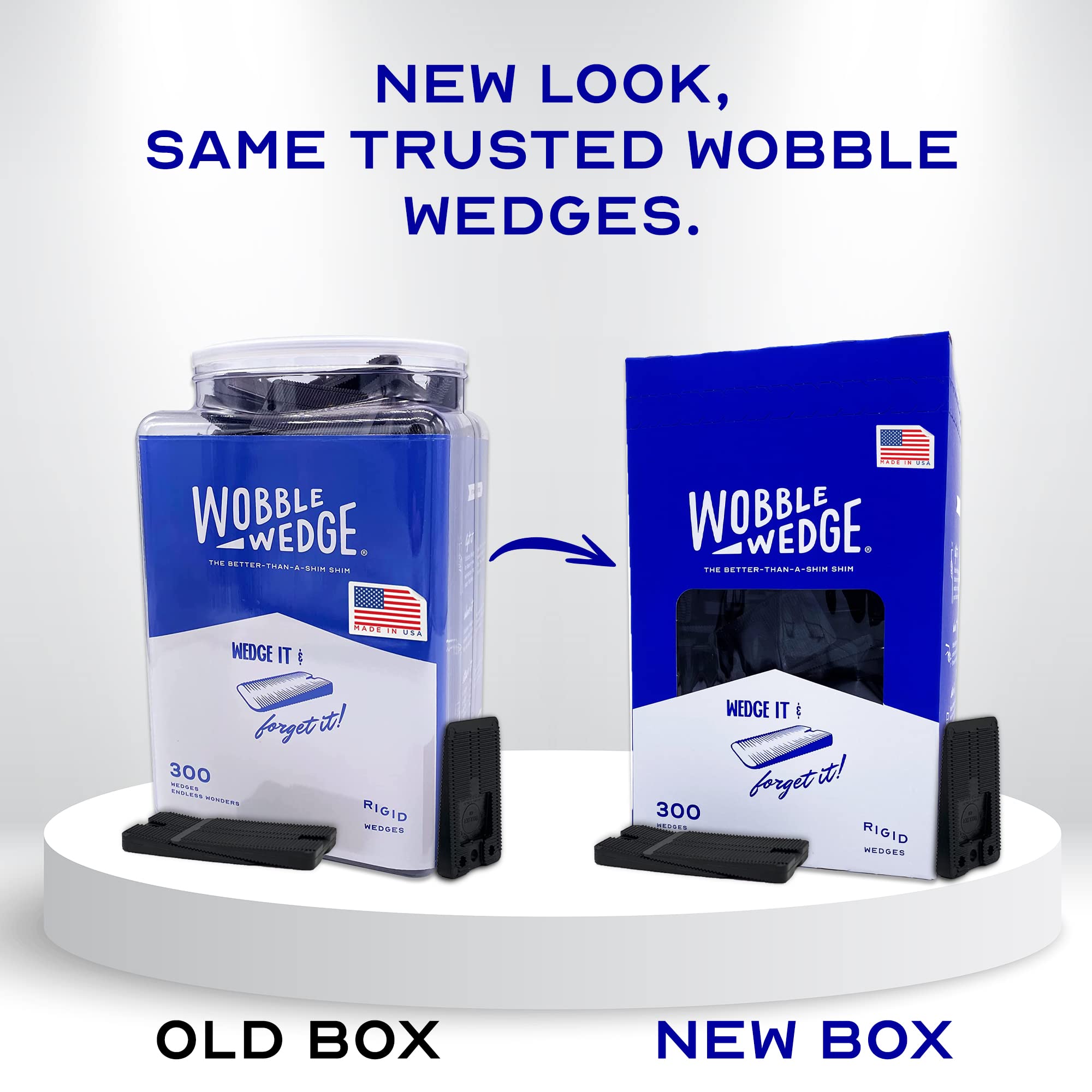 Wobble Wedges Rigid Plastic Shims, 300 Pack - Made in USA - Multi-Purpose Shim Wedges for Home Improvement & Work - Plastic Wedge for Table, Toilet, Furniture Levelers, & Leveling Feet - Black