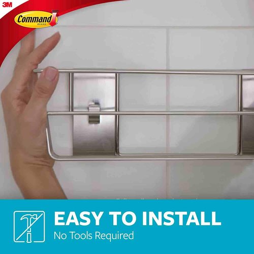 Command | Heavy-Duty Shower Caddy - Satin Nickel Finish with Damage-Free Strips & Prep Wipes