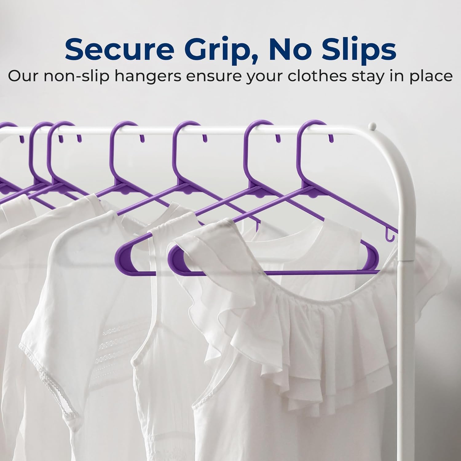 SereneLife Premium Plastic Hangers - Lightweight & Durable Space-Saving Clothes Organizers | 10 Pack (Purple)
