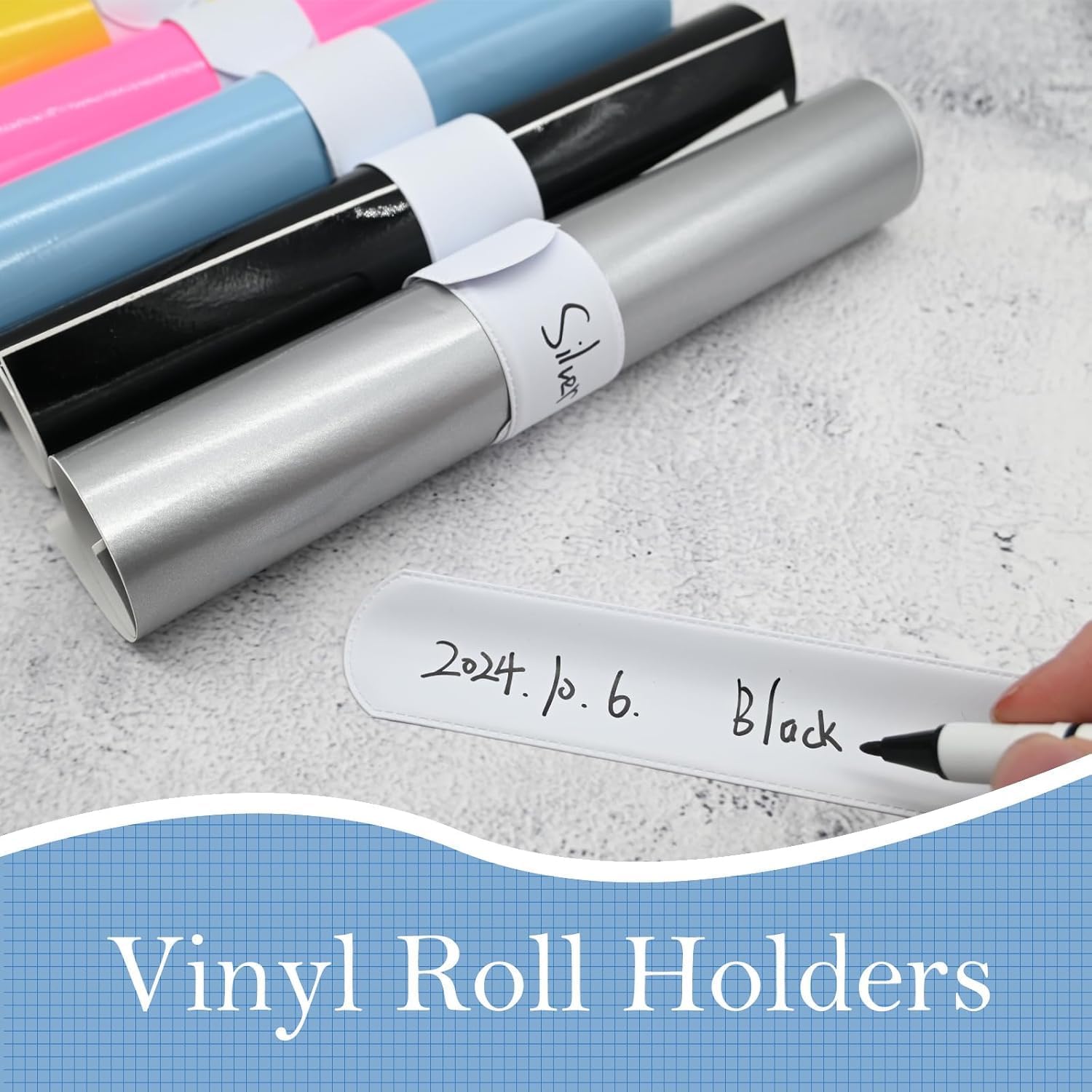 Skiennix Vinyl Roll Holders - 12/24 Pcs Storage Solution with Permanent Marker Pens for Craft Room