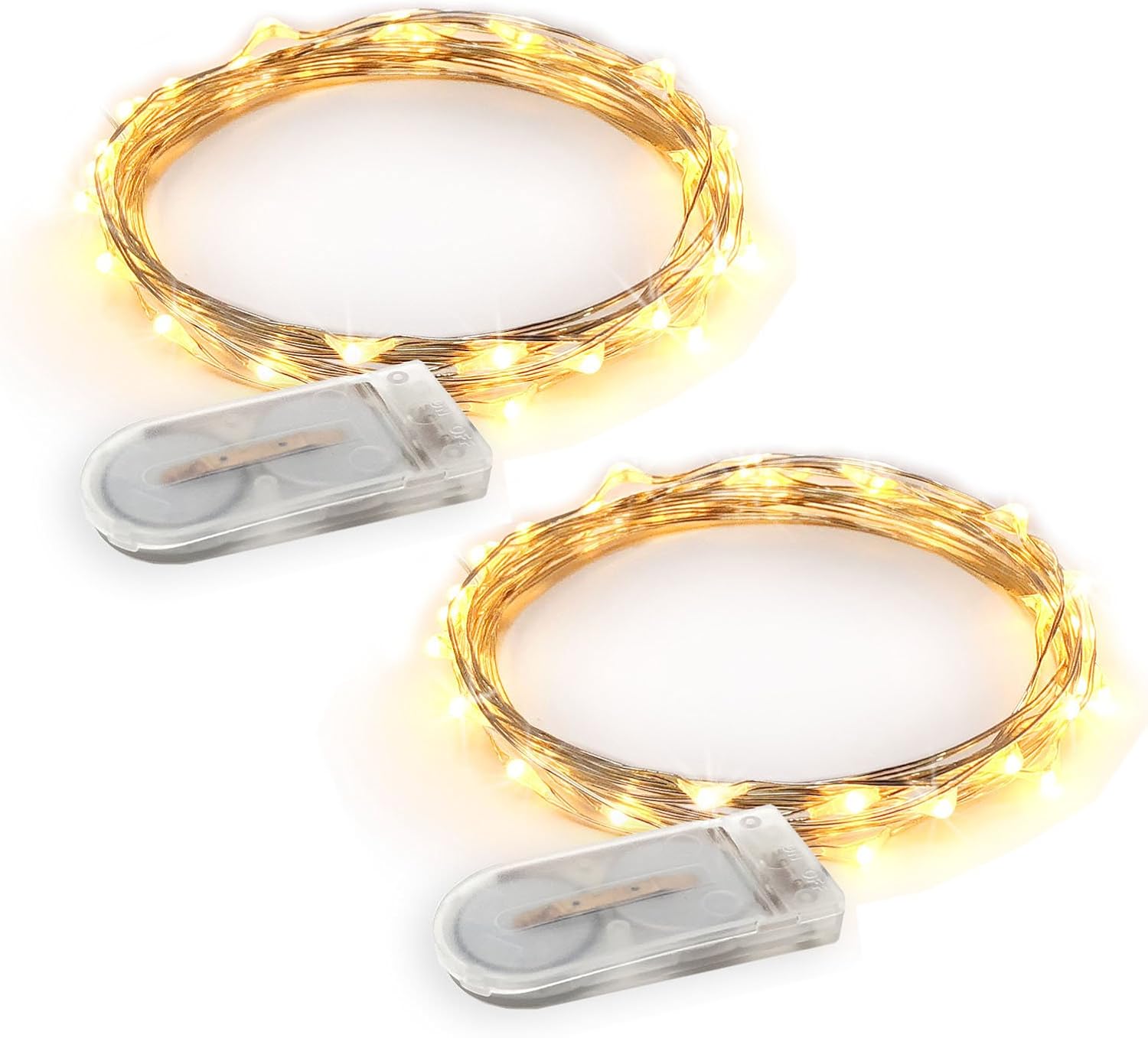 Skiennix 20 LEDs Warm White String Lights - 6.5 Feet Silver Wire, Battery Powered Fairy Lights for Indoor/Outdoor Decor