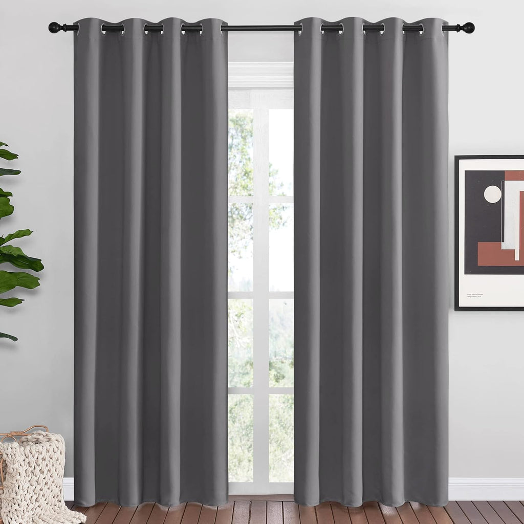 NICETOWN Blackout Curtains - Noise Reducing Thermal Insulated Drapes | 2 Panels, 55 x 86 Inch, Gray
