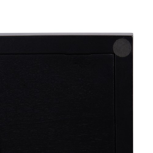 Kate and Laurel Halsey Rectangle Decorative Wooden Tray with Polished Metal Handles; 17 x 13; Black and Gold; Modern Glam Wood Rectangular Serving Tray for Display or Decoration