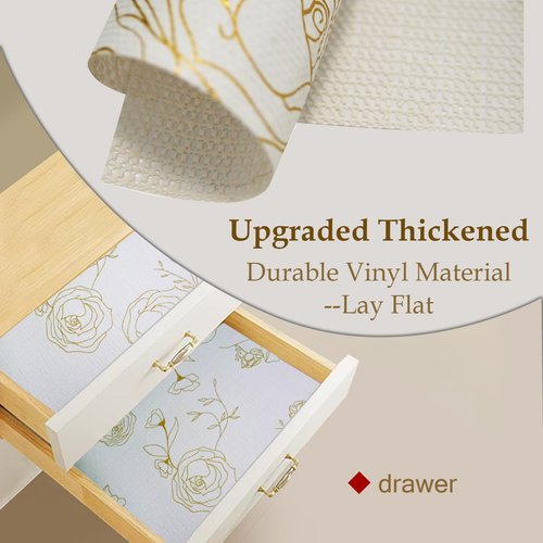 Moriah Shelf Liner Non Adhesive, Kitchen Drawer Liner Non Slip Waterproof Thickened Cabinet Protector for Bathroom Dresser Shelves Pantry(Rose,17.5'' x 30')