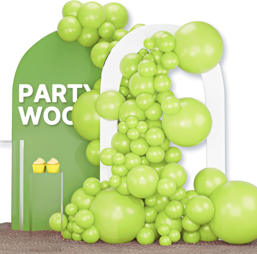 PartyWoo Lime Green Balloons - 120pcs Latex Balloon Arch Kit for Weddings & Birthdays | Various Sizes 5-18 Inch
