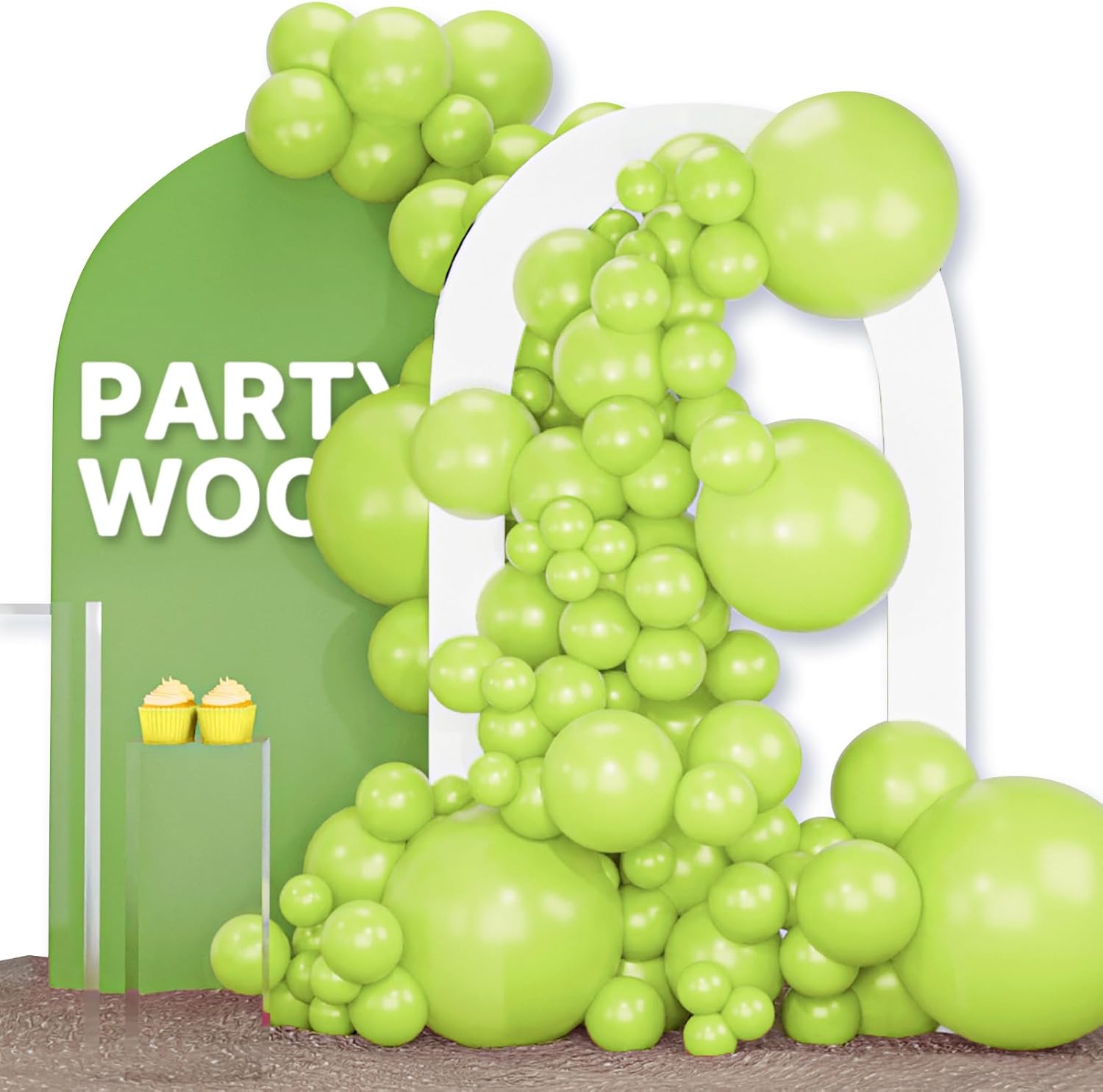 PartyWoo Lime Green Balloons - 120pcs Latex Balloon Arch Kit for Weddings & Birthdays | Various Sizes 5-18 Inch