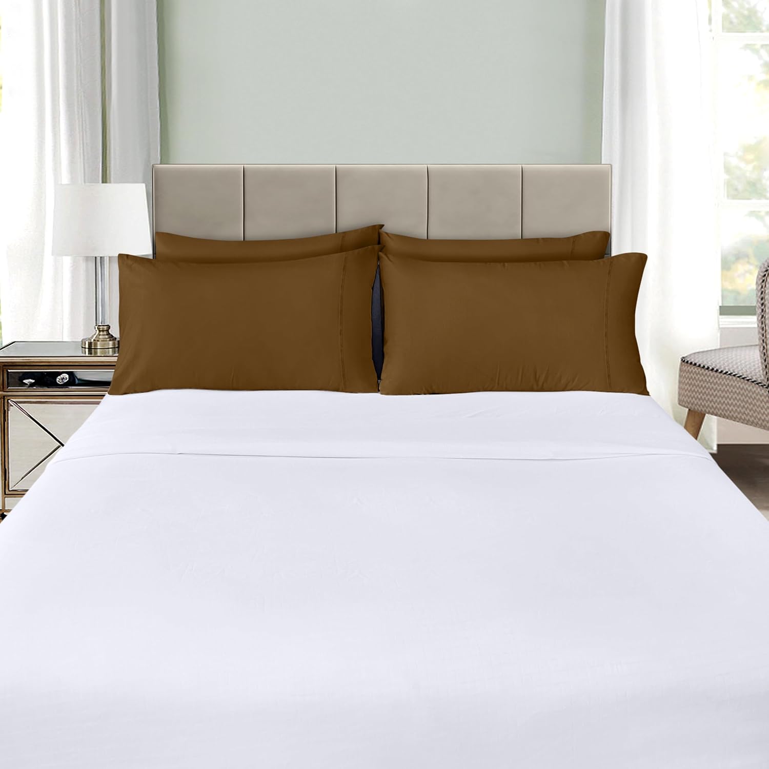 Utopia Bedding King Pillow Cases - Soft Brushed Microfiber - 4 Pack, 20 X 40 Inches, Mocha Color