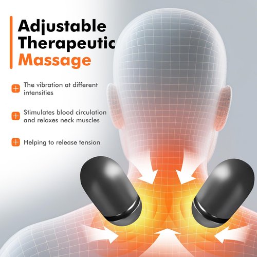 KITCADA Neck Pillow - 3-in-1 Massage Neck Pillow with Battery for Shoulder Pain Relief, Deep Tissue Pain Relief with Heat and Stretching, Neck Hump Corrector for Women