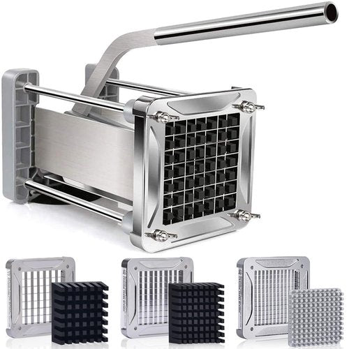 French Fry Cutter, Sopito Professional Potato Cutter Stainless Steel with 1/2-Inch and 1/4-Inch and 3/8-Inch Blade Great for Potatoes Carrots Cucumbers