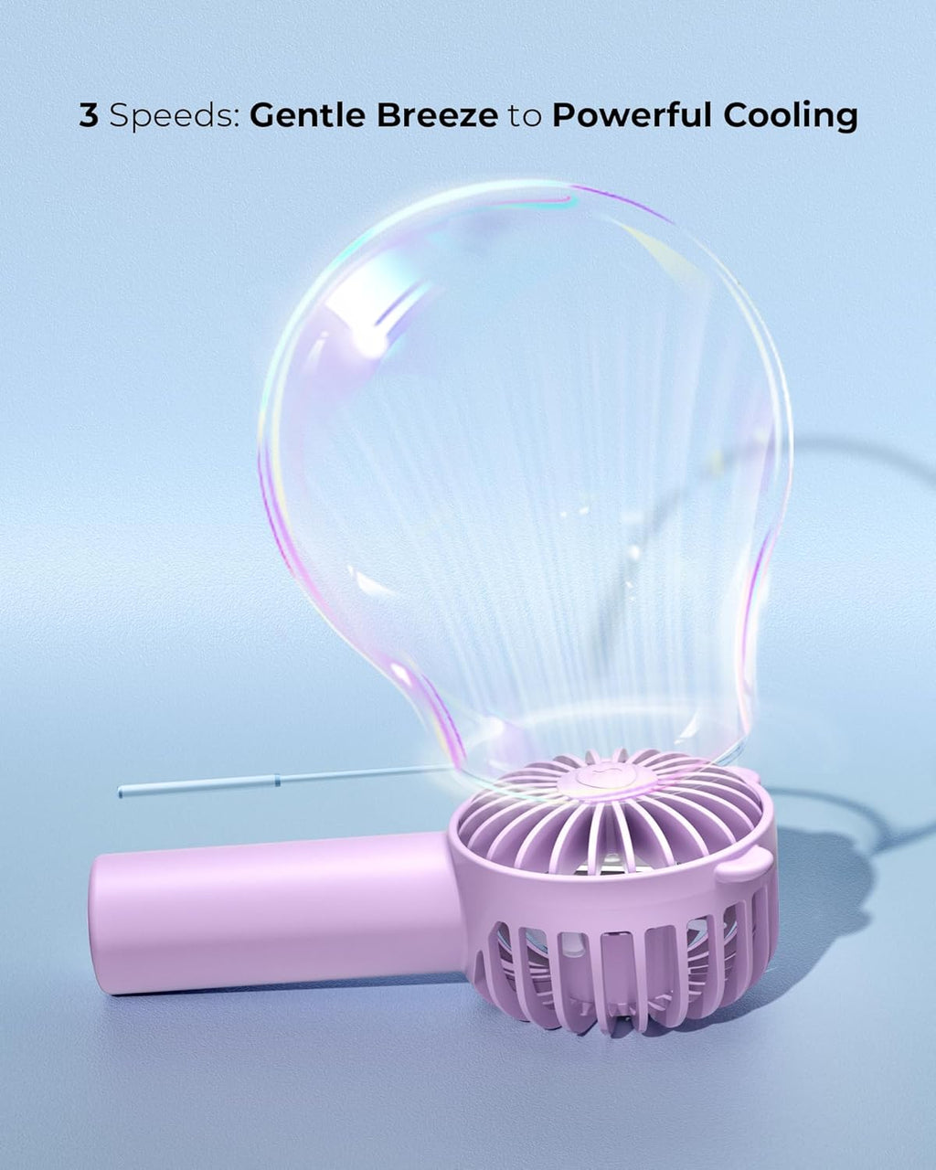 Skiennix Mini Portable Fan - 3 Speed USB-C Rechargeable, 2000mAh Battery, Quiet & Stylish for Travel