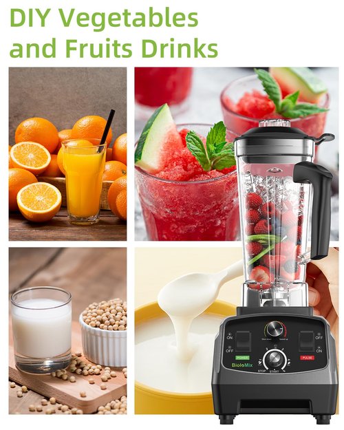 BioloMix Professional Countertop Blender - High Power 2200W Blender for Kitchen, Commercial, Smoothies, Frozen Fruits, Soup, Juice