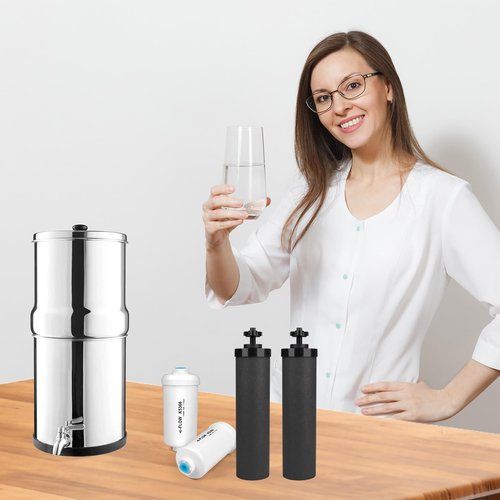 Water Filter Replacement for Berkey®, 2 Black Carbon Filters and 2 Fluoride Filters Compatible with Berkey® Gravity Water Filter System